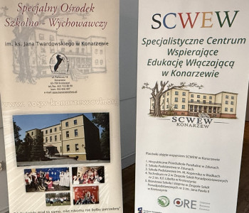 dwa banery Specjalny Ośrodek Szkolno Wychowawczy w Konarzewie oraz SWEW w Konarzewie